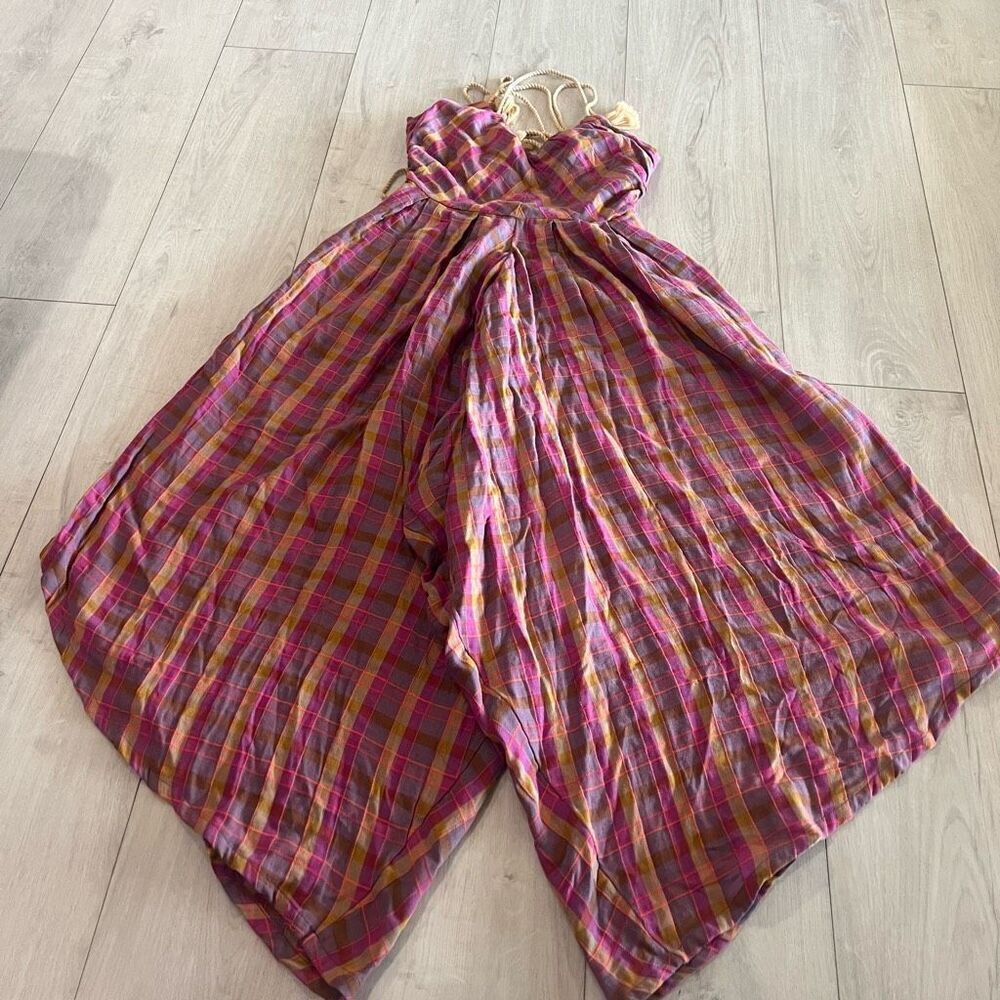 Anthropologie Printed Harem Jumpsuit in Raspberry Size 8